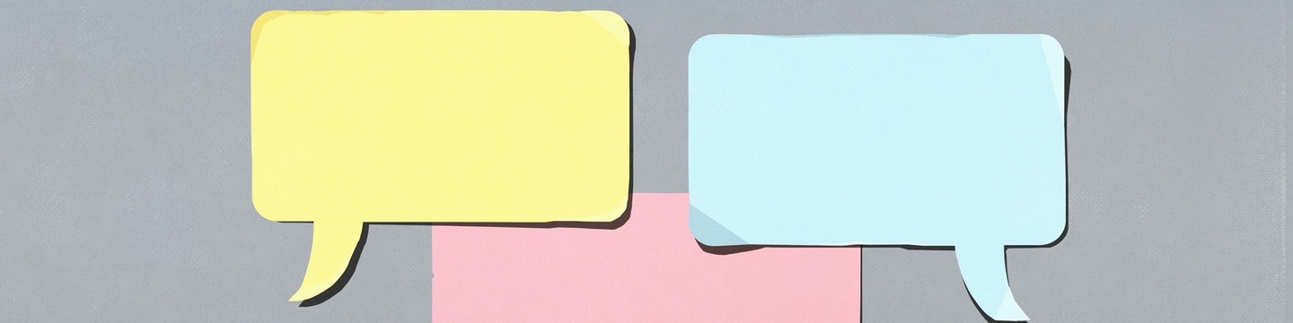 yellow and white rectangular speech bubbles